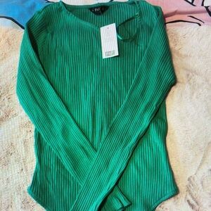 F&F Vibrant Green Long Sleeve Ribbed Top